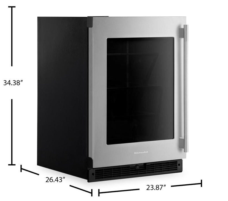 Kitchenaid 24\" 5.2 Cu. Ft. Undercounter Refrigerator with Glass Door - KURL324SSB