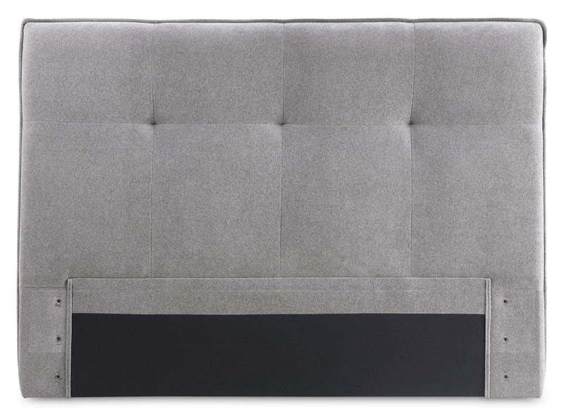 Amos Upholstered Storage Bed in Grey Fabric with Tufted Headboard & 3 Built-in Drawers - Queen Size
