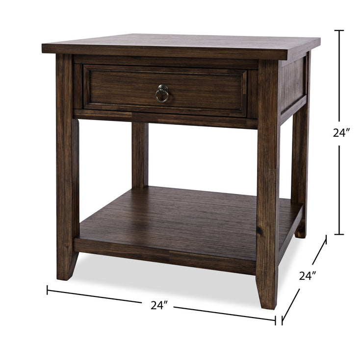 Branson 24\" End Table with Storage and Shelf - Dark Brown