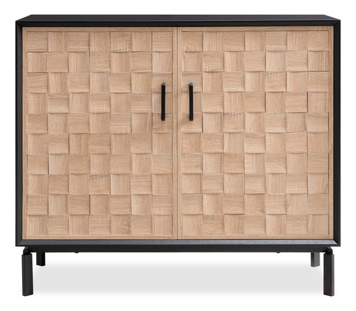 Alenna 36" 2-Door Accent Cabinet - Black with Weathered White Doors 