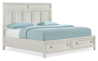 Casa Panel Bed with Headboard & Frame, Wood, White - King Size 