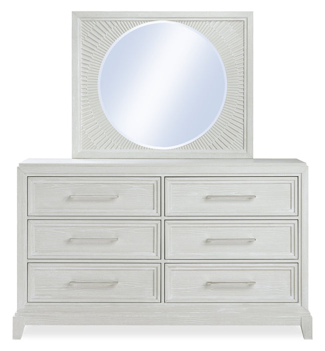 Vida 6pc Bedroom Set with Panel Bed, Dresser, Mirror & Nightstand, Sand - King Size
