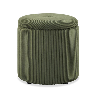 Saskatoon 17" Round Corduroy Storage Ottoman - Green | Pouf de rangement rond Saskatoon de 17 po en velours côtelé - vert