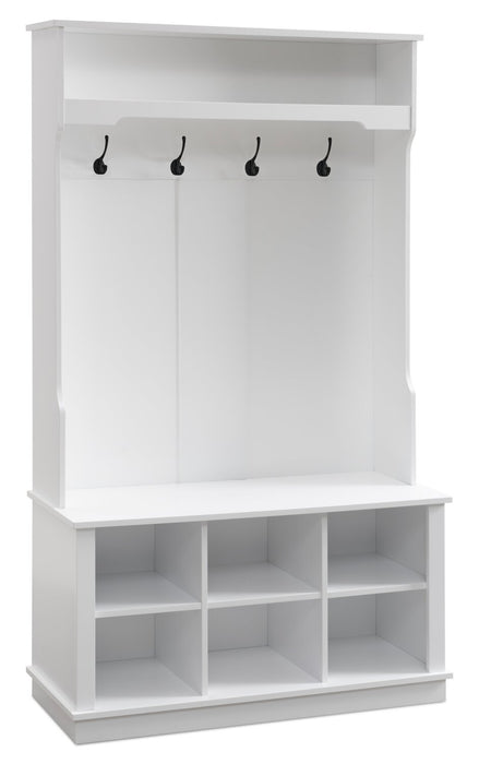 Quinn 39.75\" Hall Tree with Shoe Storage - Matte White