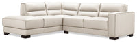 Citadel 2-Piece Left-Facing Top-Grain Genuine Leather Sectional with Rubberwood Legs - Frost White 