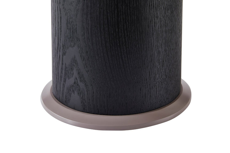 Circa 23.6\" Modern Round End Table - Amber Tempered Glass and Black Wood