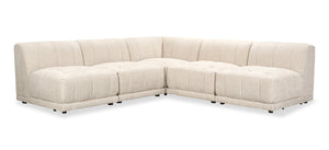 Kort & Co. Oaklyn Modular 5-Piece Fabric Armless Sectional with Tufted Seat Cushions - Beige