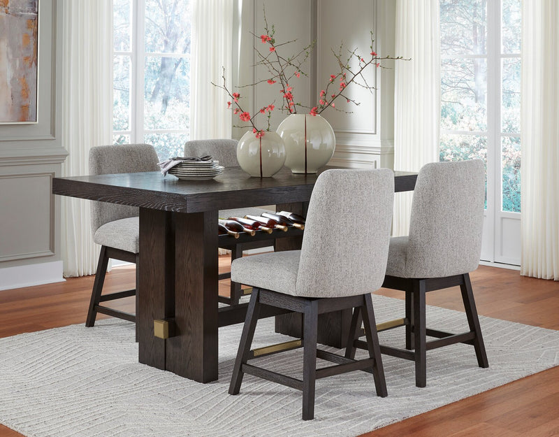 Metro Counter Height Dining Table with Built-in Wine Rack, 66\"W - Brown