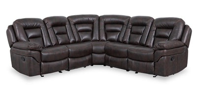 Leo 5-Piece Leather-Look Fabric Reclining Sectional with Armless Reclining Chair - Walnut Brown | Sofa sectionnel inclinable Leo 5 pièces en tissu d’apparence cuir avec fauteuil inclinable sans accoudoirs - brun noyer