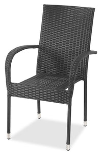 Arizona Outdoor Patio Chair - Hand-Woven Resin Wicker, UV & Weather Resistant - Black 