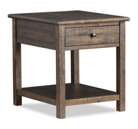 Edwin 22” Country Pine End Table with Storage - Homestead Brown