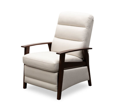 Bree 28.5" Linen-Look Fabric Pushback Reclining Accent Chair with Wood Armrests and Legs - Beige | Fauteuil d’appoint à inclinaison par poussée Bree de 28,5 po en tissu d’apparence lin avec accoudoirs et pattes en bois - beige