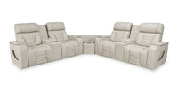 Zen 3-Piece Faux Leather Power Reclining Sectional with Massage and Two Refrigerator Consoles - Apricot 