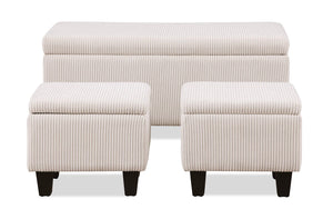 Marlow 19.5” 3-Pack Storage Ottomans – Beige