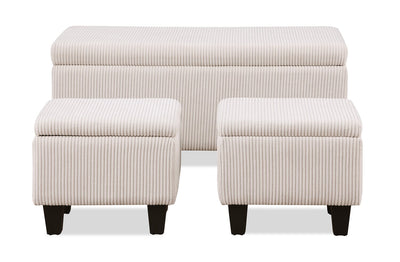 Marlow 19.5” 3-Pack Storage Ottomans – Beige | Ensemble de 3 poufs de rangement Marlow de 19.5 po - beige