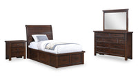 Sonoma 6pc Bedroom Set with Storage Bed, Dresser, Mirror & Nightstand, Mango Brown - Twin Size 