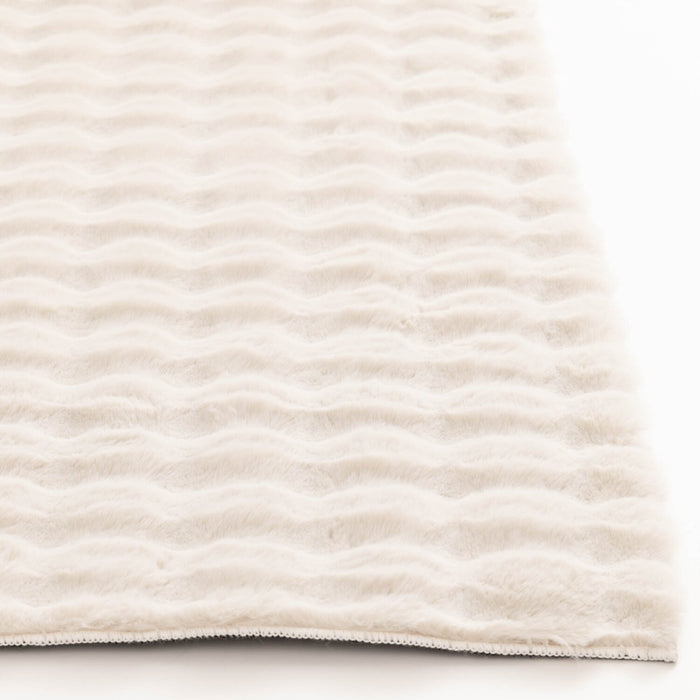 Faux Fur Bubble Ivory Area Rug with Memory Foam Backing - 7' x 10'