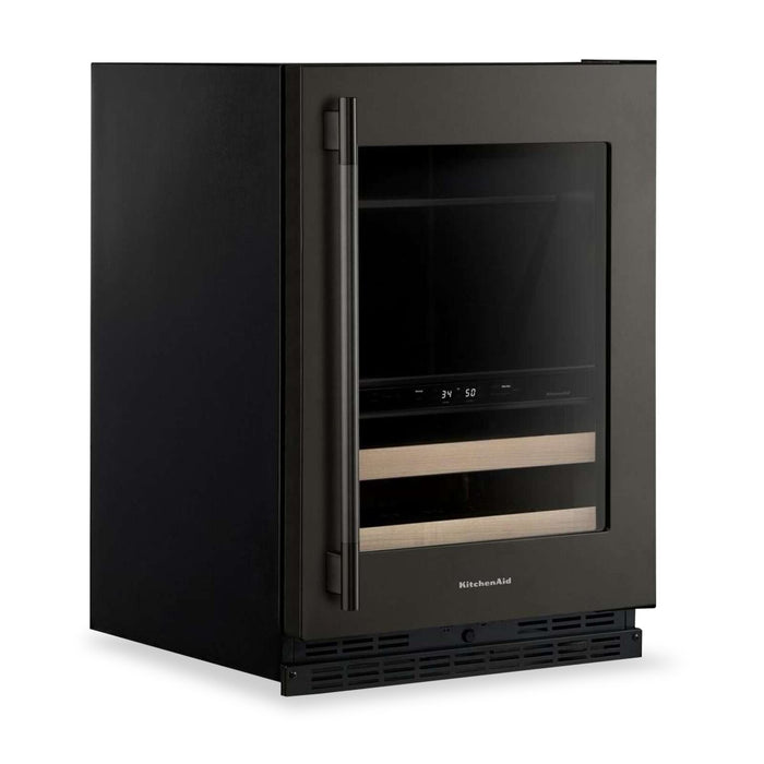 KitchenAid 24\" Beverage Centre with Wood-Front Racks – Black Ore - KUBR524SBE
