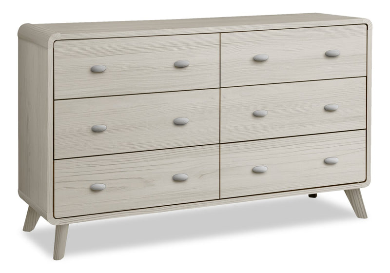 Cami Bedroom 6-Drawer Dresser, Mid-Century Modern, 58.5\"W x 17.5\"H - Grey Oak