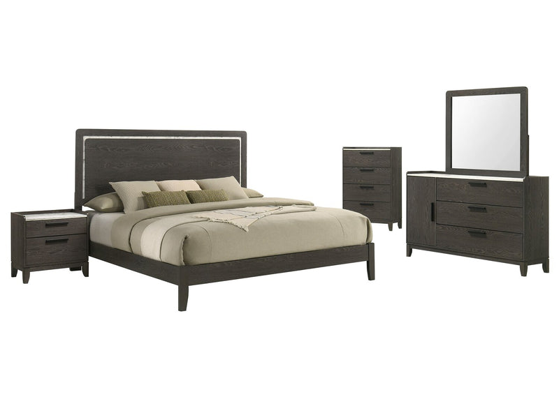 Sable Panel Bed with Headboard & Frame, Dark Grey - King Size