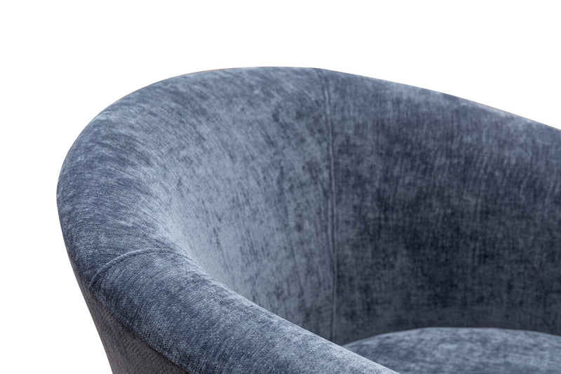 Ethan 31\" Linen-Look Fabric Tub-Style Accent Chair with Wood Legs – Navy  