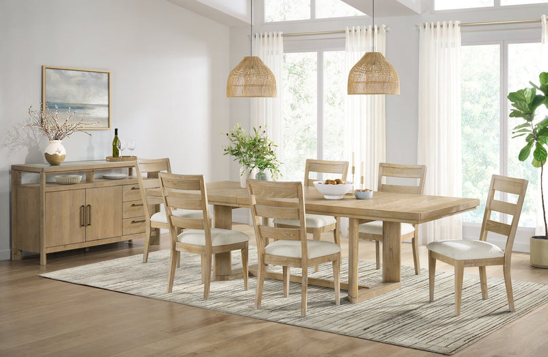 Aspen Dining Server, 64\"W, Wine & Stemware Racks, 3 Drawers & 2 Doors - Natural