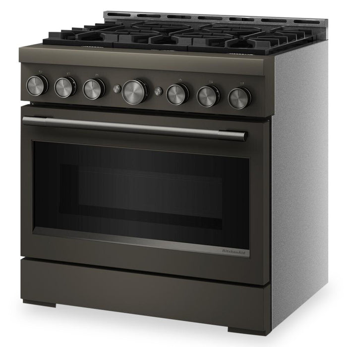 KitchenAid 36\" 5.1 Cu. Ft. Gas Range with No Preheat Air Fry Mode – Black Ore - KFGS936SBE