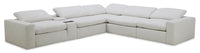 Sky Modular 6-Piece Fabric Power Reclining Sectional with Console and Feather Down Cushions - Nathan Wheat 