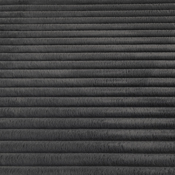 Faux Fur Channel Dark Grey Area Rug with Memory Foam Backing - 7' x 10'