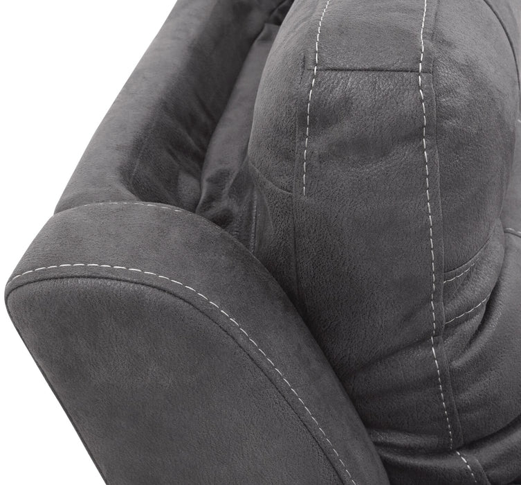 Floy 5-Piece Faux Suede Power Reclining Sectional with Power Headrests, Storage Console and USB Port - Grey