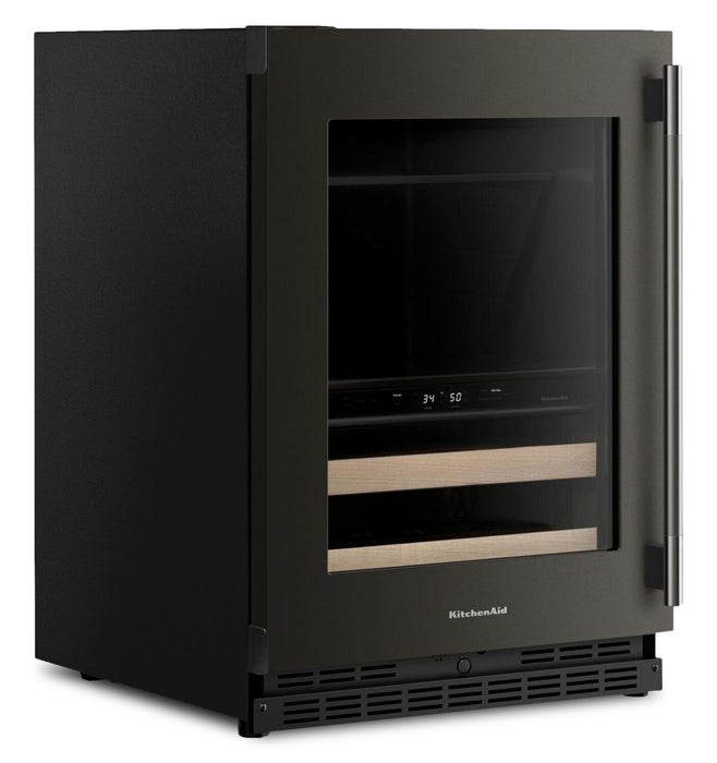 KitchenAid 24\" Beverage Centre with Wood-Front Racks – Black Ore - KUBL524SBE