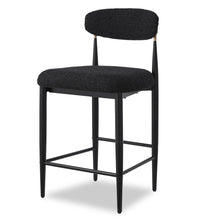 Kort & Co. Capri Counter-Height Stool with Boucle Fabric & Gold Accent, Metal - Black 