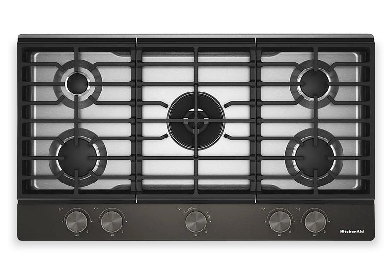 KitchenAid Gas-on-Metal Cooktop with Integrated Wok Grate – Black Ore - KCGK536SBE