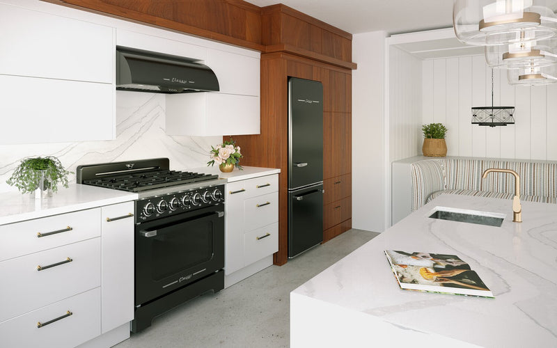 Classic Retro by Unique 36\" 700 CFM Under-Cabinet Range Hood - Midnight Black - UGP-36CR RH B