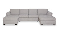 Vault 3-Piece Sectional with Sofa Bed Loveseat and Two Storage Chaises - Grey 