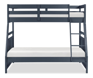 Quinn Bunk Bed with Ladder & Guard Rail for Kids, Blue - Twin/Full