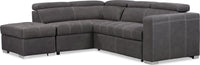 Drake 3-Piece Left-Facing Faux Suede fabric Sleeper Sectional with Storage Ottoman - Cement Grey 