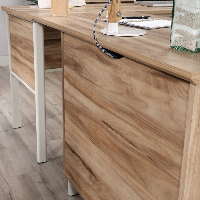 Harrison 65.35\" L-shaped Desk with Two Drawers – Kiln Acacia 