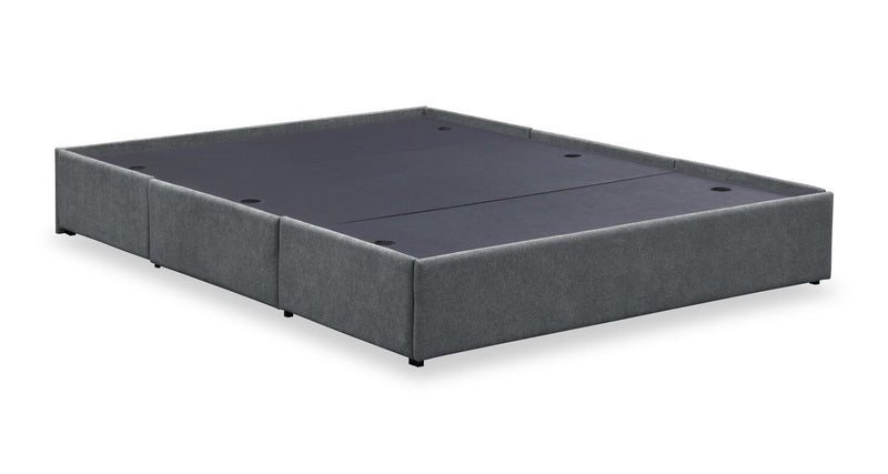 Amos Upholstered Storage Bed in Charcoal Fabric with Channelled Headboard & 3 Built-in Drawers - Full Size