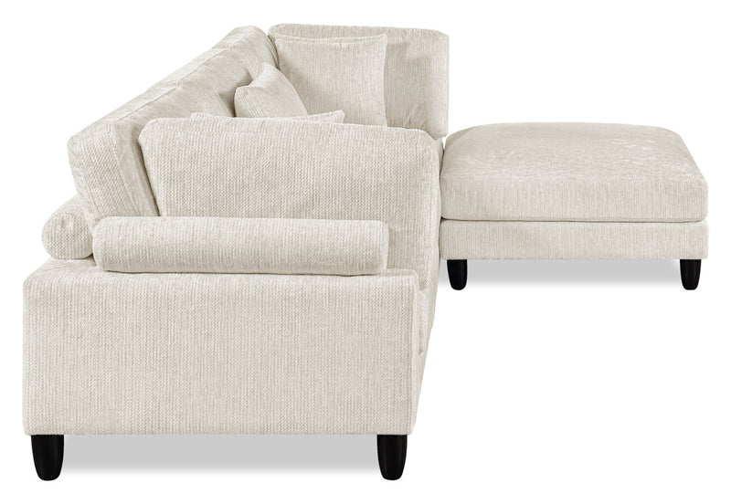 Lounge 4-Piece Chenille Modular Sectional with Ottoman – Beige 