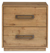 ["Henri Bedside 2-Drawer Nightstand with USB Ports, 26\"W x 26\"H, Wood - Brown"]