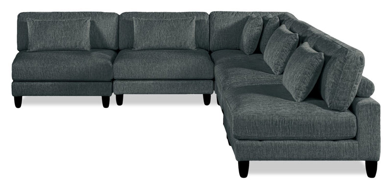 Lounge 5-Piece Chenille Armless Modular Sectional – Grey