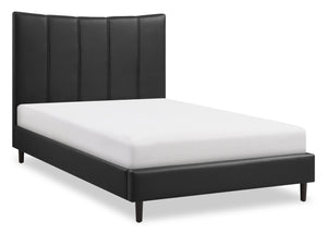 Paseo Platform Bed in Black Vegan-Leather Fabric - Full Size