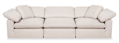 Eclipse Modular 124" Linen-Look Fabric Sofa with Reversible Feather Down Cushions - Linen Beige | Sofa modulaire Eclipse de 124 po en tissu d’apparence lin avec coussins réversibles en duvet et plumes - beige lin