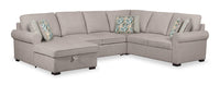 Scott Living Haven 4-Piece Left-Facing Chenille Fabric Sleeper Sectional with Storage Chaise - Grey 