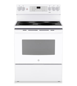 GE 5 Cu. Ft. Freestanding Electric Convection Range with No-Preheat Air Fry - White - JCB840DVWW