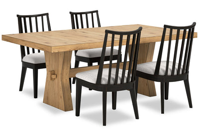 Shaw 5pc Dining Set with Table & 4 Chairs, Trestle Base, 78"W - Natural | Ensemble de salle à manger Shaw 5 pièces avec table de 78 po (L), base à tréteaux et 4 chaises - naturel