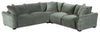 Reflect 3-Piece Chenille Fabric Sectional with Reversible Back Cushions and Wood Legs - Green