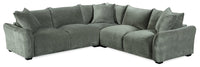 Reflect 3-Piece Chenille Fabric Sectional with Reversible Back Cushions and Wood Legs - Green 