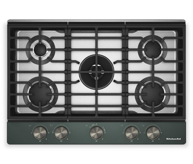 KitchenAid 30\" Gas-on-Metal Cooktop with Integrated Wok Grates – Juniper - KCGK530SJP